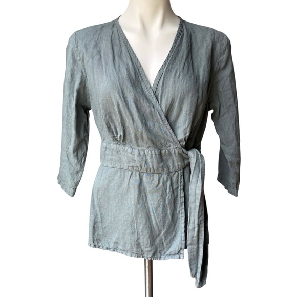 Flax Tops - FLAX Linen Wrap Side Tie Top, Sz P (fits like a Sz 4)